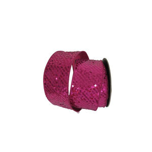 Hot Pink Sequins Wire Edge 4" x 10 yds d stevens Christmas Holiday Ribbon